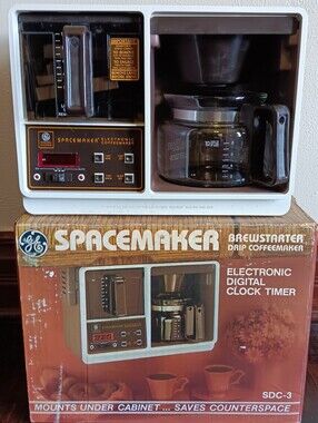 1980s GE Spacemaker Drip Coffeemaker, 80s Under Cabinet Mount Coffee Pot, In Box